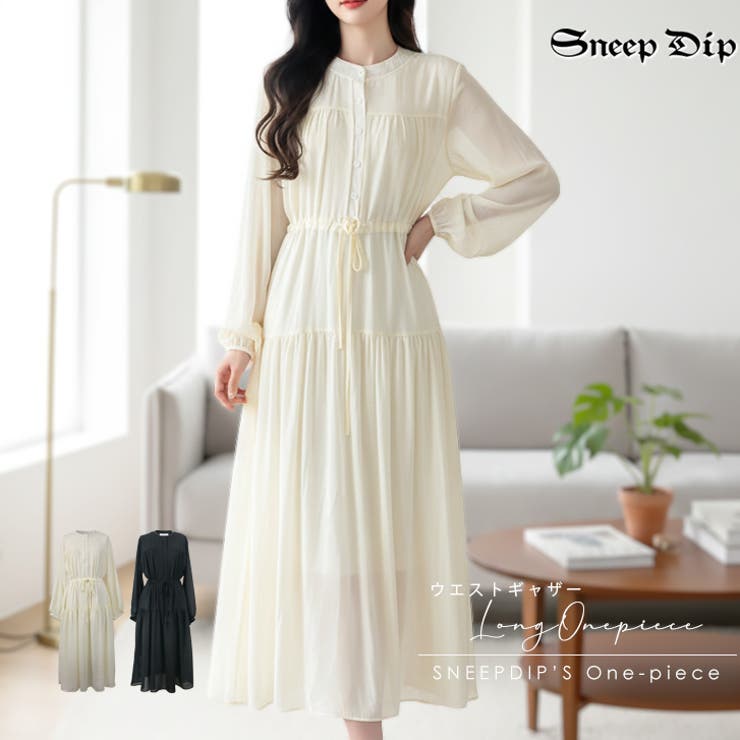 【17638】ウエストギャザーロングワンピース	 | SneepDip | 詳細画像1 