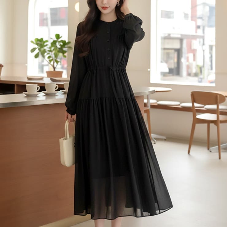 【17638】ウエストギャザーロングワンピース	 | SneepDip | 詳細画像3 