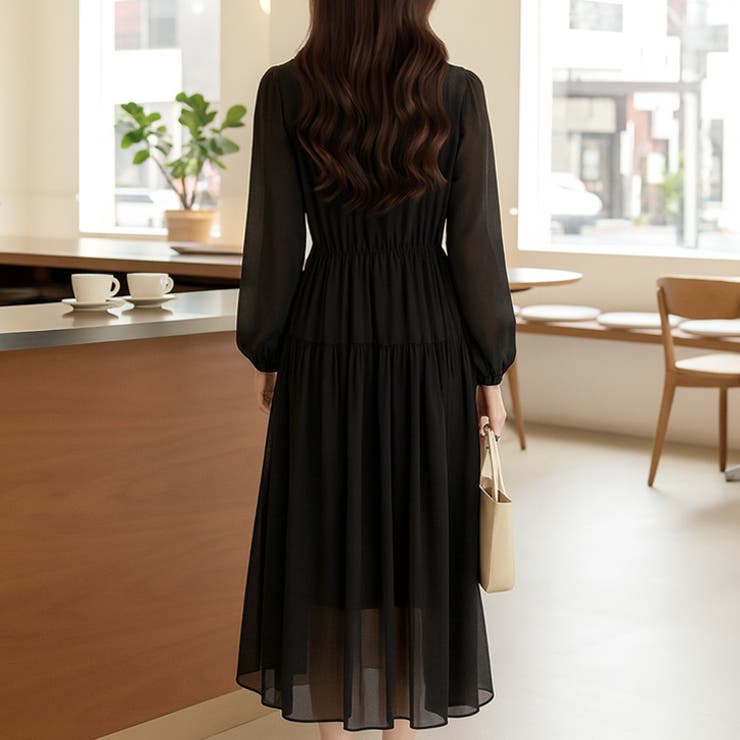 【17638】ウエストギャザーロングワンピース	 | SneepDip | 詳細画像4 