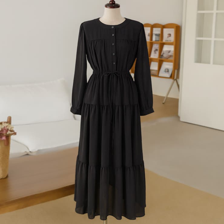 【17638】ウエストギャザーロングワンピース	 | SneepDip | 詳細画像5 