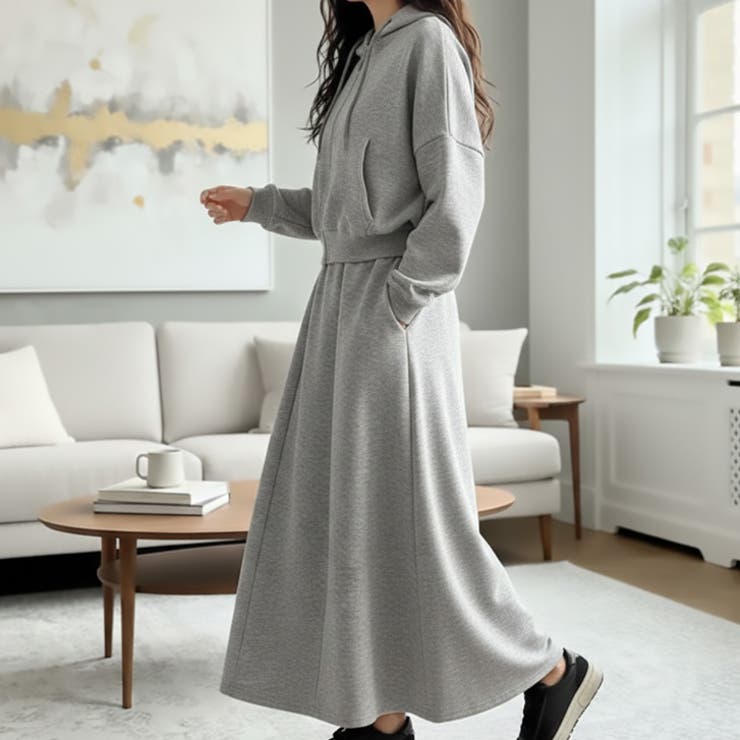 グレー | 【17643】ジップパーカー&スカートSET	 | SneepDip