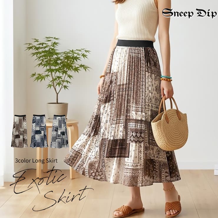 【17646】パッチワークエスニックスカート	 | SneepDip | 詳細画像1 