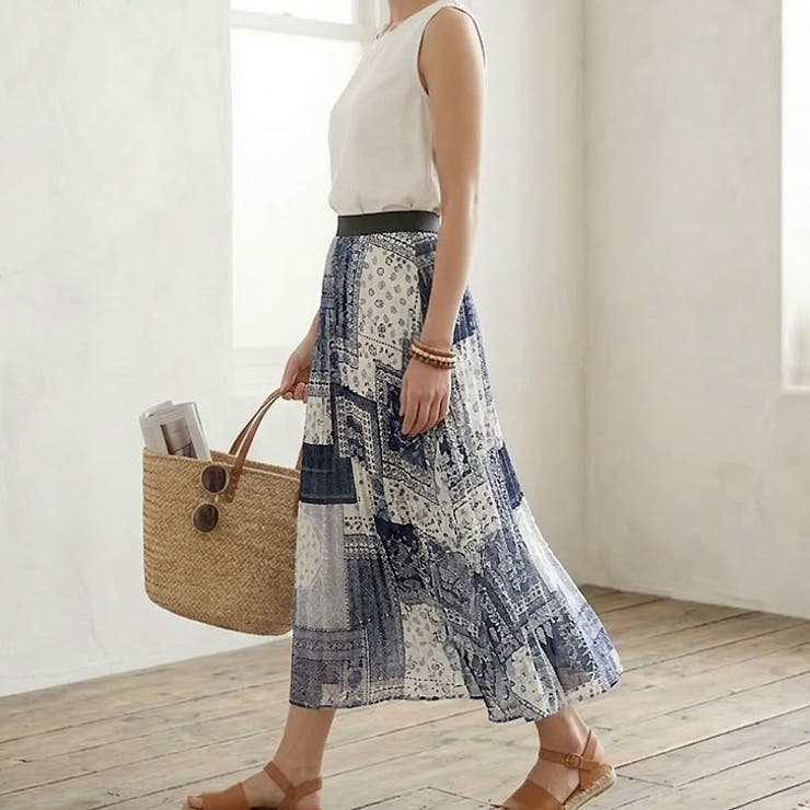 ネイビー | 【17646】パッチワークエスニックスカート	 | SneepDip