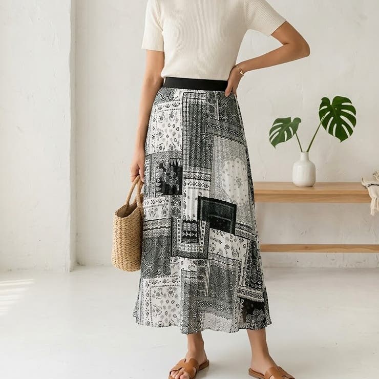 ブラック | 【17646】パッチワークエスニックスカート	 | SneepDip