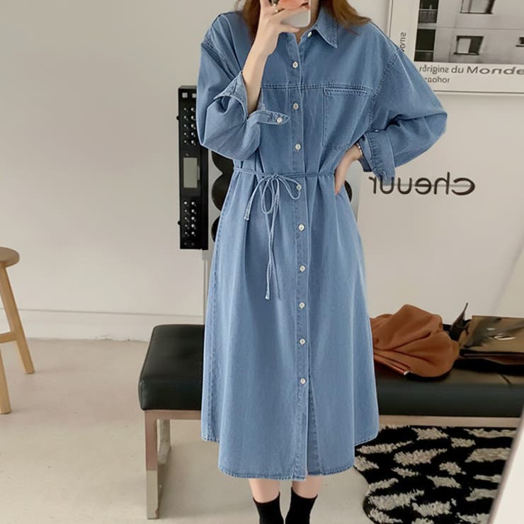 ライトブルー | 【17648】デニムシャツワンピース	 | SneepDip