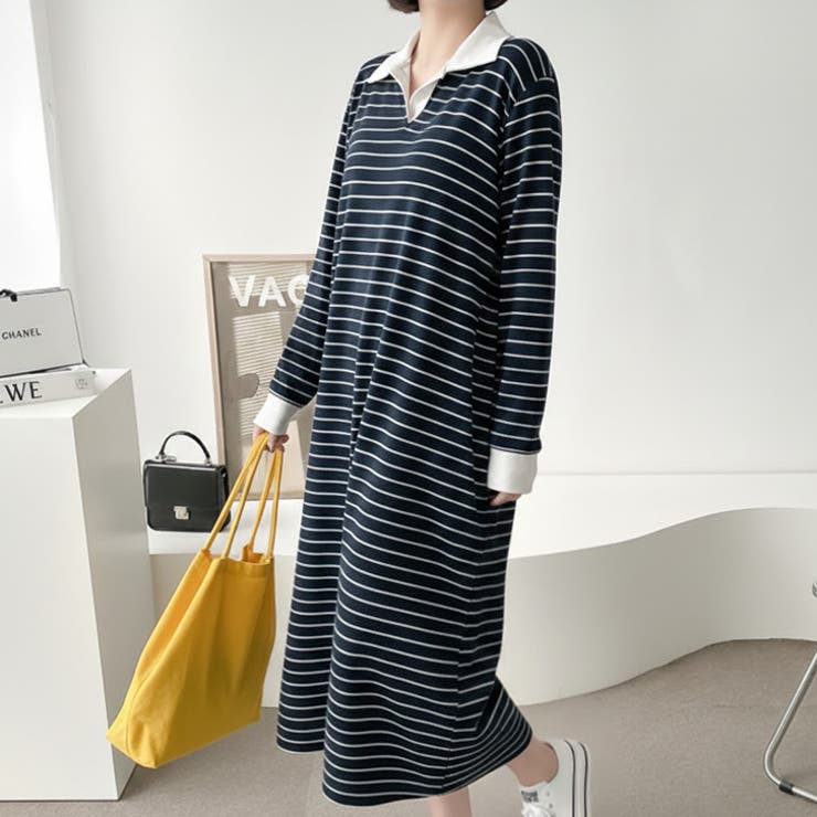 ネイビー | 【17650】ラガーシャツワンピース	 | SneepDip