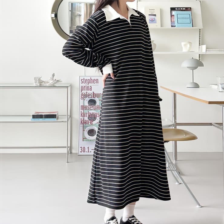 ブラック | 【17650】ラガーシャツワンピース	 | SneepDip