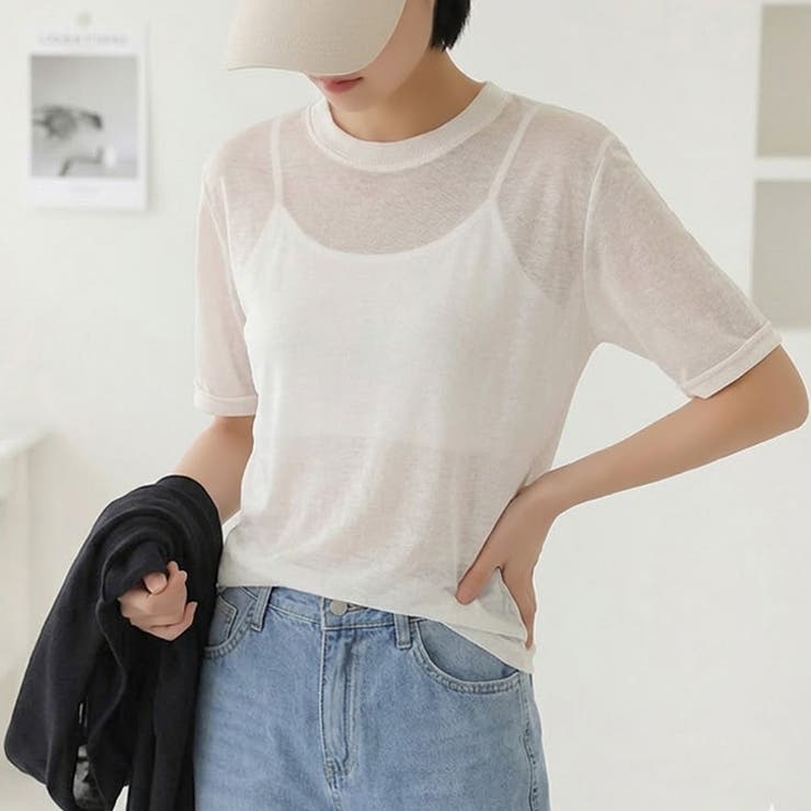 ホワイト | 【17690】ヘルシーシアーTシャツ	 | SneepDip