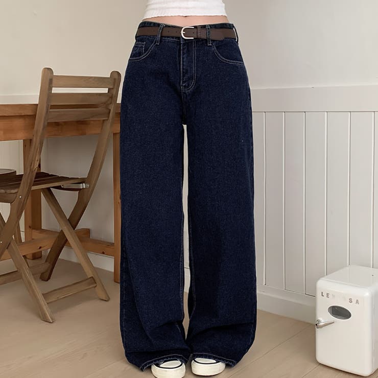 ブルー | 【6144】バックベルトワイドパンツ	 | SneepDip