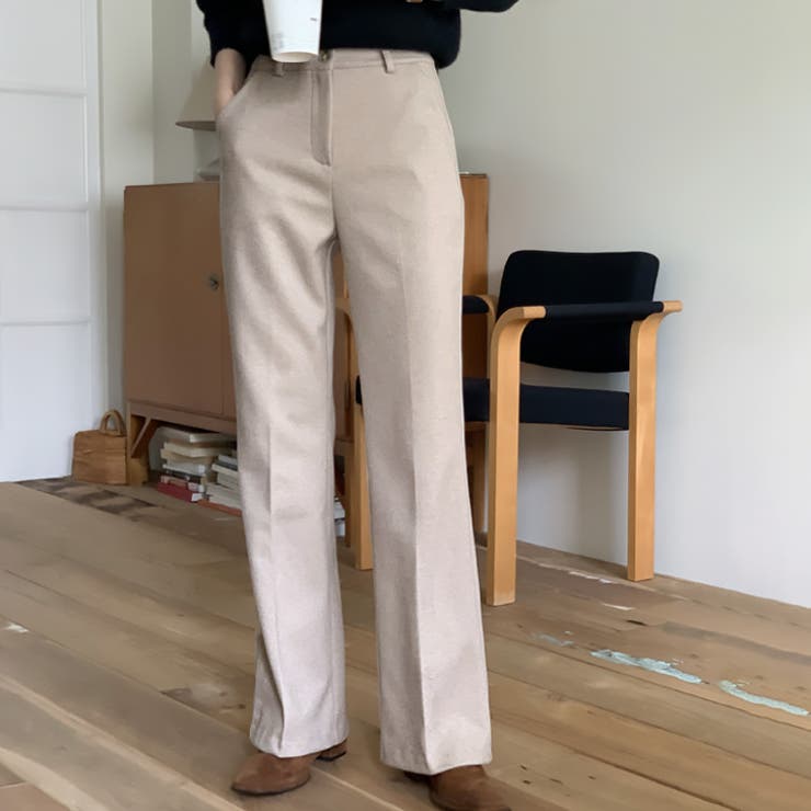 アイボリー | 【6146】フランネルセミフレアパンツ	 | SneepDip