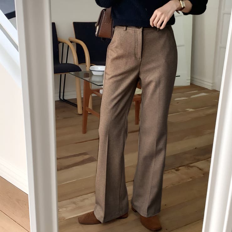 ベージュ | 【6146】フランネルセミフレアパンツ	 | SneepDip