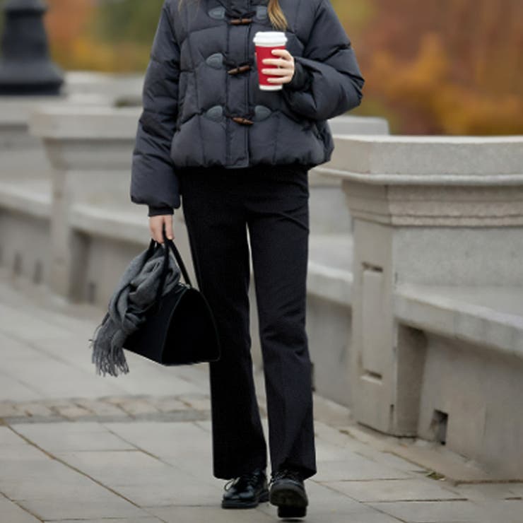 ブラック | 【6146】フランネルセミフレアパンツ	 | SneepDip