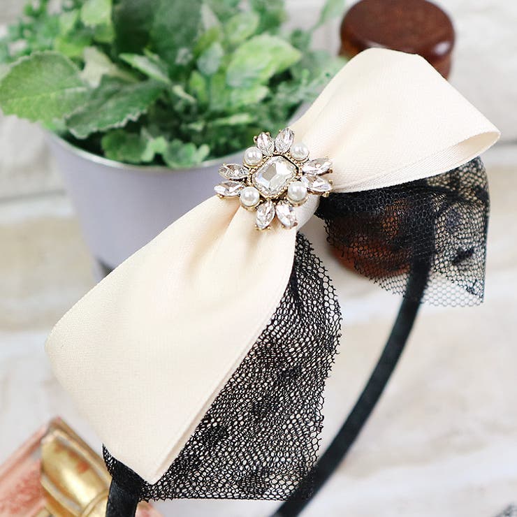 ベージュ | 【7103】チュールリボンカチューシャ | SneepDip