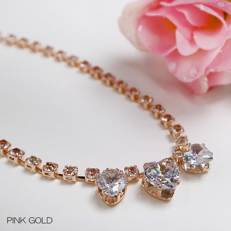 ピンクゴールド | 【7131】ハートビジューキラキラネックレス(ペット用)	 | SneepDip