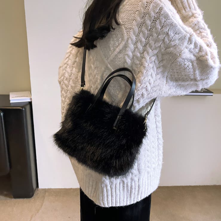 ブラック | 【7153】ふわふわファーハンドバッグ	 | SneepDip