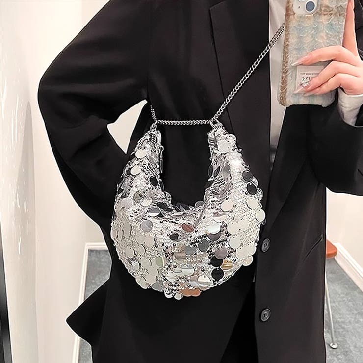 シルバー | 【7208】スパンコールショルダーバッグ	 | SneepDip