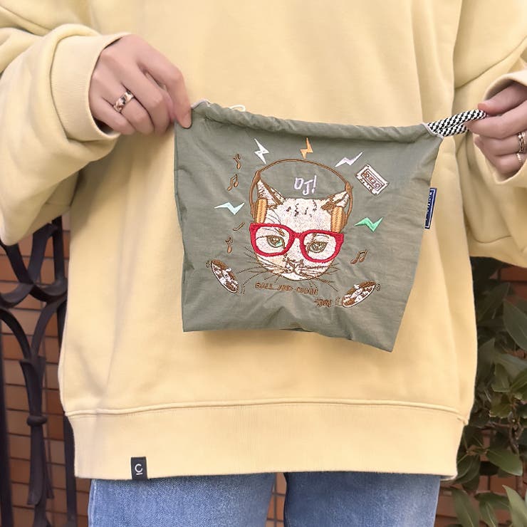 グレー | 【7273】CAT刺繍ポーチ	 | SneepDip