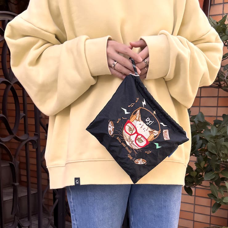 ブラック | 【7273】CAT刺繍ポーチ	 | SneepDip