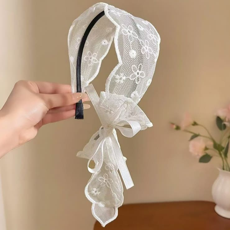 ホワイト | 【7282】ワイドレースカチューシャ	 | SneepDip