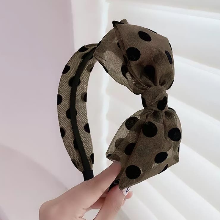ブラウン | 【7284】ドットリボンカチューシャ	 | SneepDip