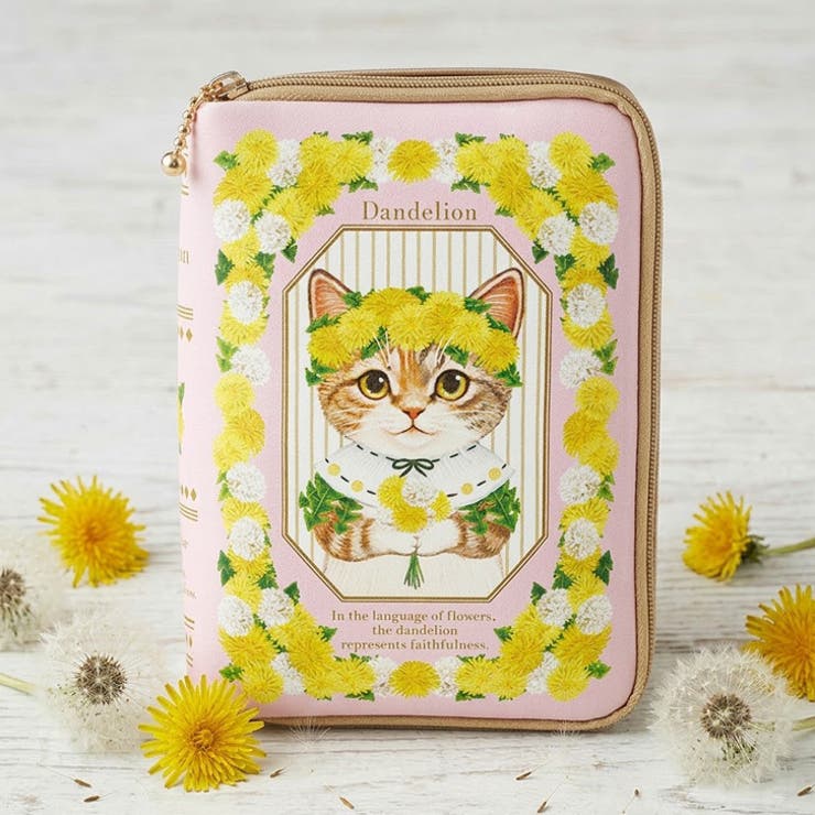ピンク | 【7311】猫とお花のブック型ポーチ	 | SneepDip