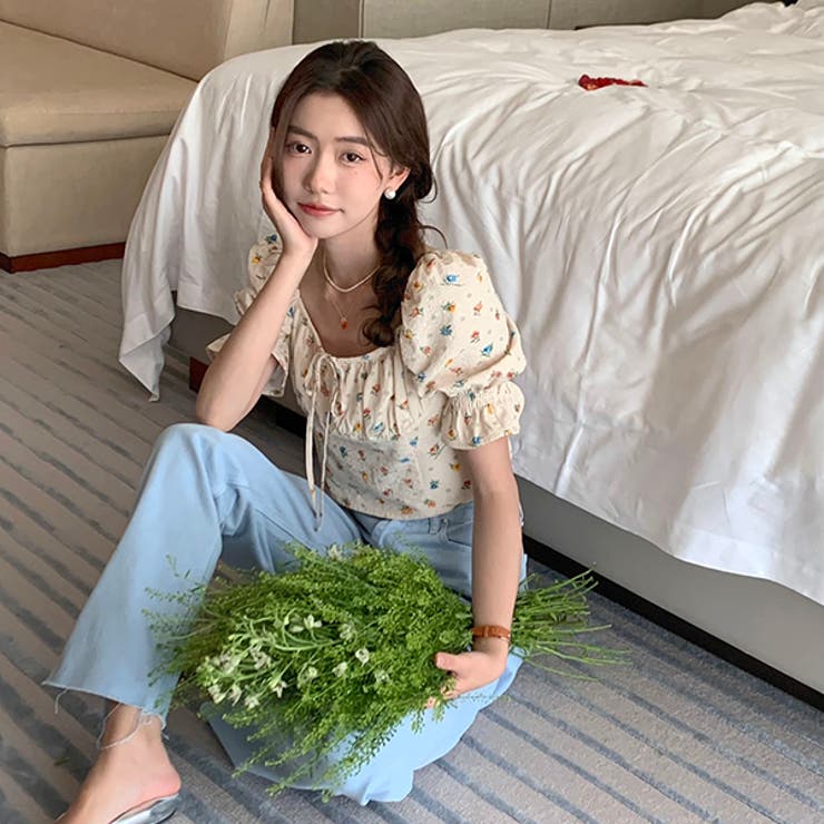 45R 粟サテンのパフスリーブオーシャンブラウス　再び 2021 SUMMER COLLECTION vol.1】SATIN GATHER SLEEVE BLOUSE