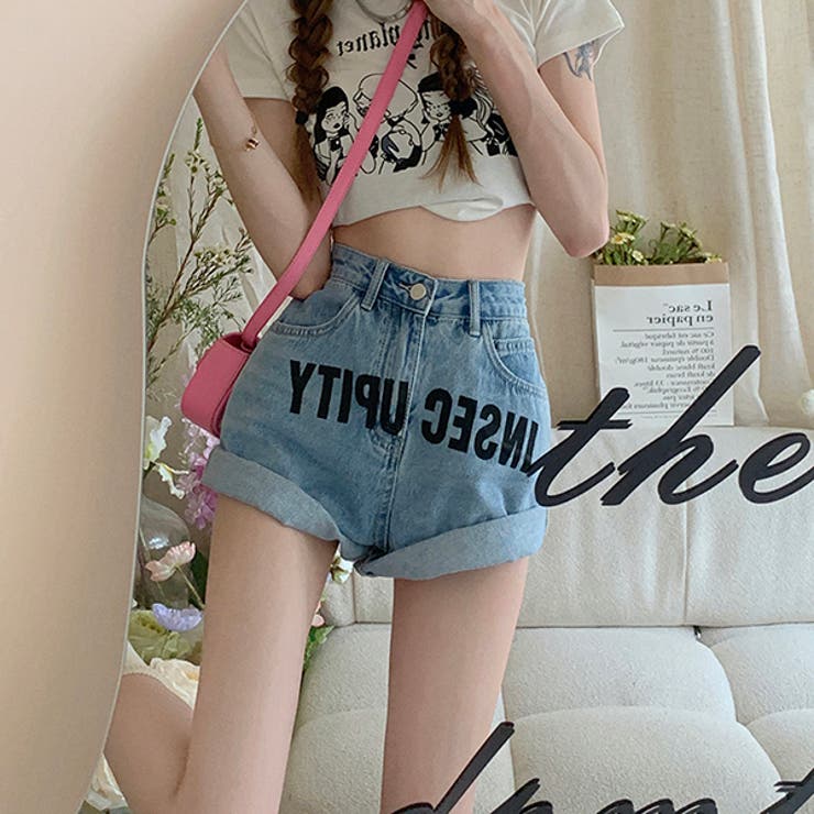 【赤字覚悟！処分セール】デニムショートパンツAラインハイウエスト | 17kg | 詳細画像3 