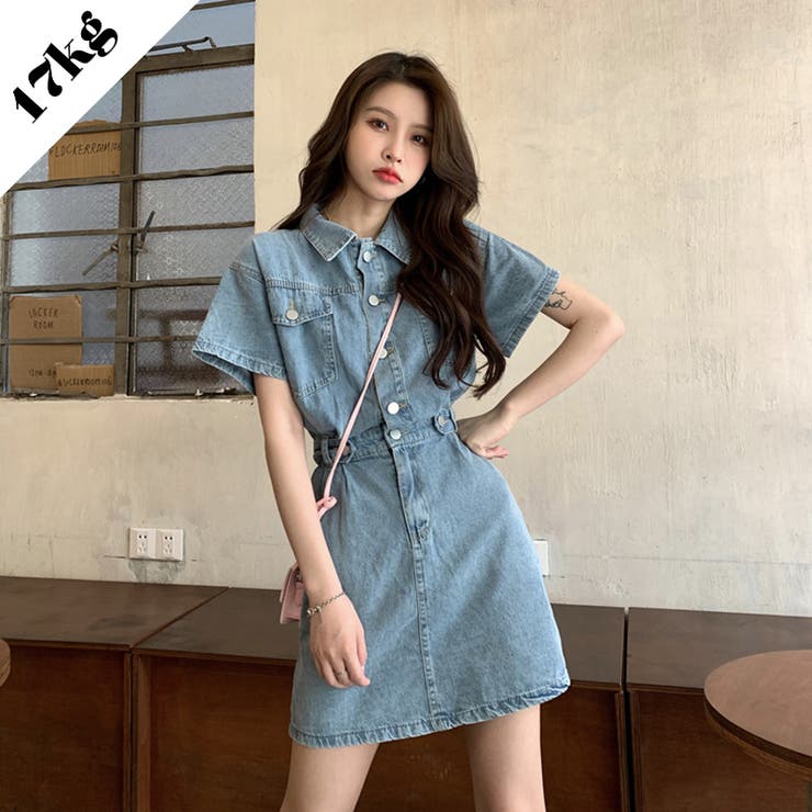 Shoplist限定 デニムミニワンピース ショートウエストマークカジュアル 品番 Snjw 17kg イチナナキログラム のレディースファッション通販 毎日送料無料 Shoplist ショップリスト