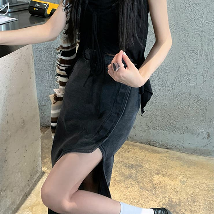 デニムロングスカートタイトジーンズスカートデザインハイウエスト不規則 | 17kg | 詳細画像2 