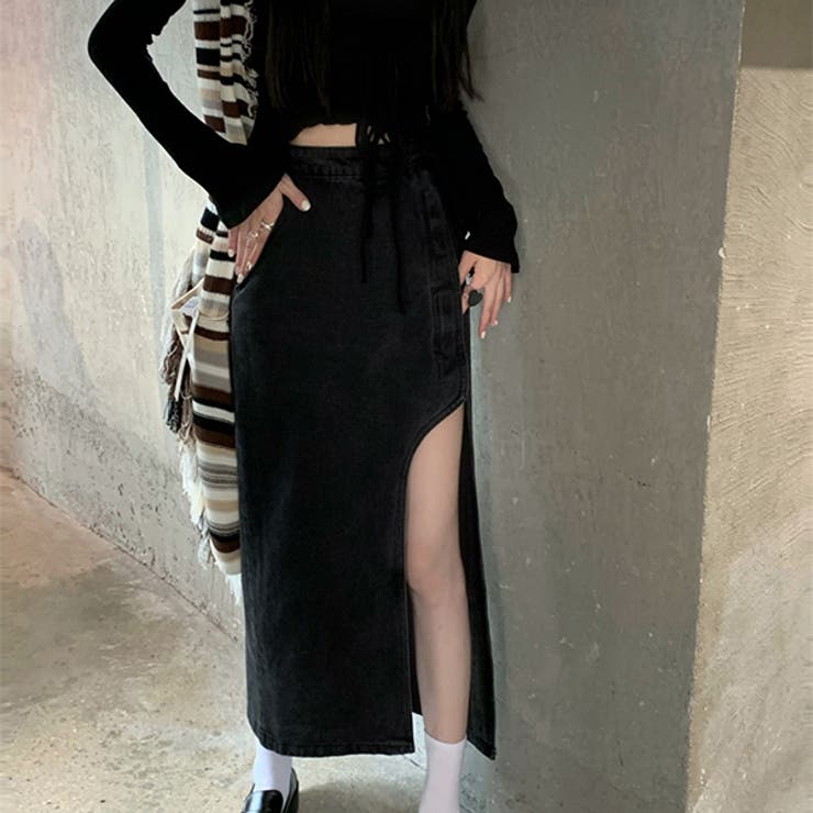 デニムロングスカートタイトジーンズスカートデザインハイウエスト不規則 | 17kg | 詳細画像18 