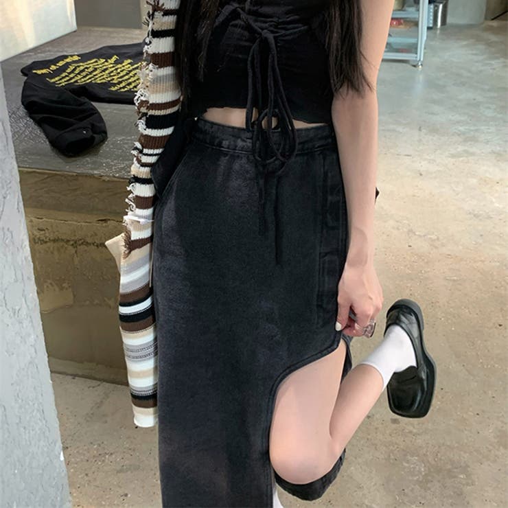 デニムロングスカートタイトジーンズスカートデザインハイウエスト不規則 | 17kg | 詳細画像3 