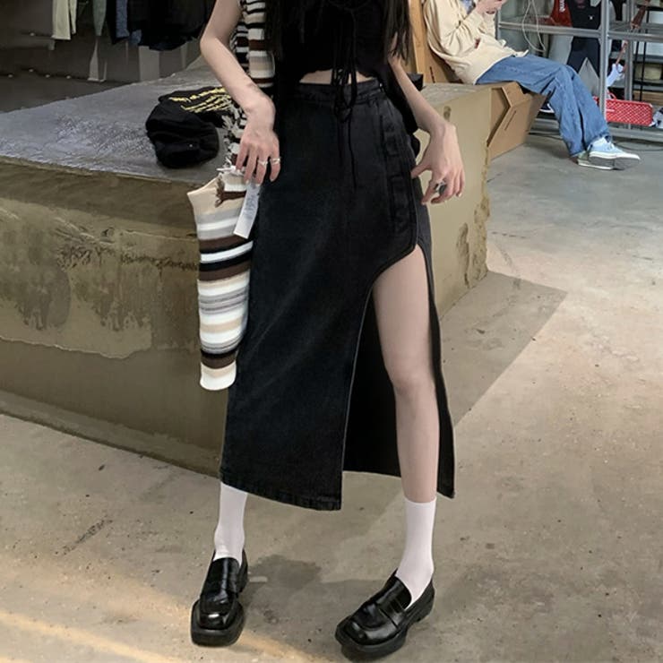 17*デニムロングスカート♡ デニムロングスカートタイトジーンズスカートデザインハイ