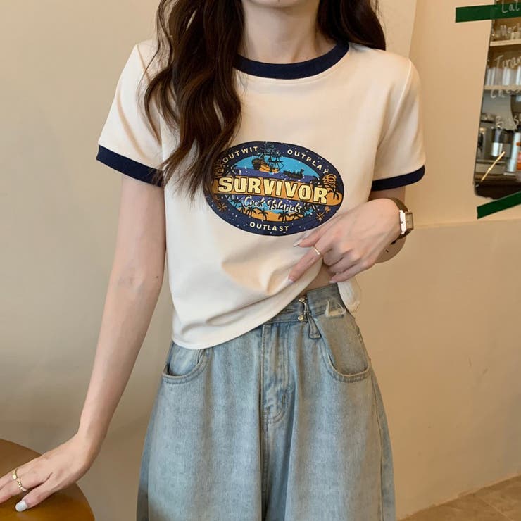 SHOPLIST限定】Ｔシャツ半袖カジュアルロゴオシャレ[品番：SNJW0000486