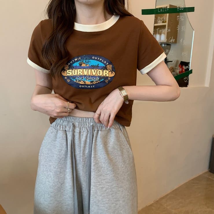 SHOPLIST限定】Ｔシャツ半袖カジュアルロゴオシャレ[品番：SNJW0000486