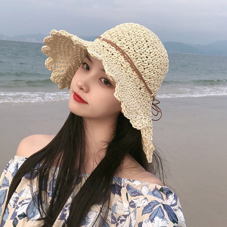 キャップ帽子ストローハット麦わら帽子紫外線UV日焼け止め