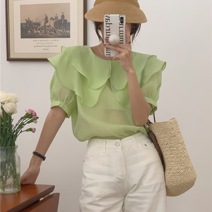 【赤字覚悟！処分セール】トップスシースルーシフォンシャツ半袖カジュアル日焼け止め… | 17kg | 詳細画像13 