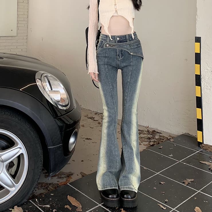 グラデーションカラーデニムハイウエストスリムフレアパンツ [品番：SNJW0000682]｜17kg（イチナナキログラム）のレディースファッション通販｜SHOPLIST（ショップリスト）