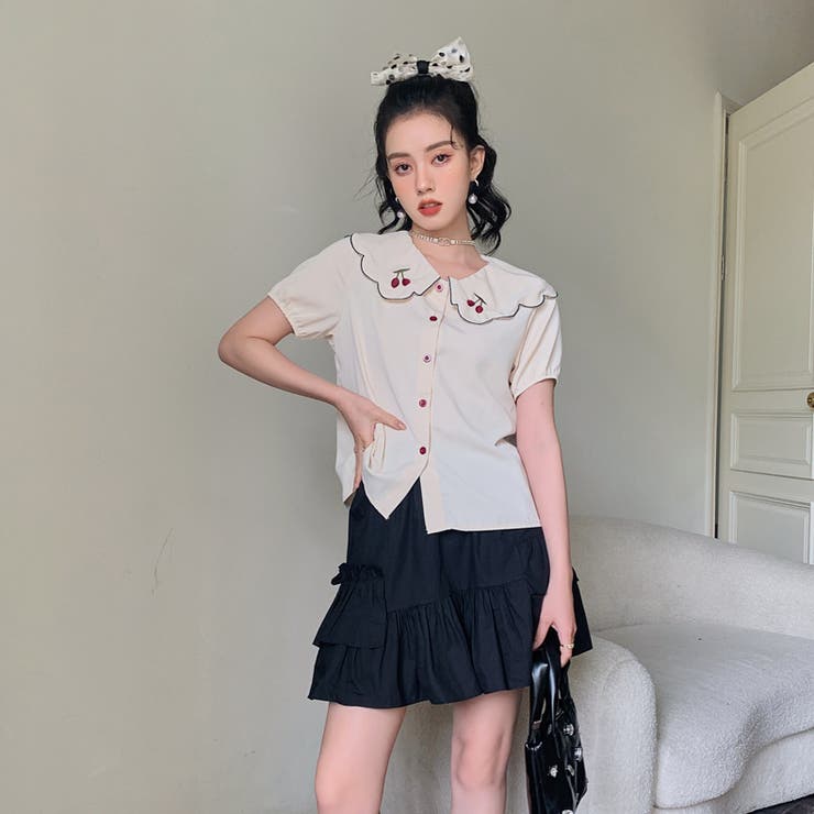 【赤字覚悟！処分セール】トップス刺繍シャツブラウスパフスリーブⅤネックオシャレ | 17kg | 詳細画像14 