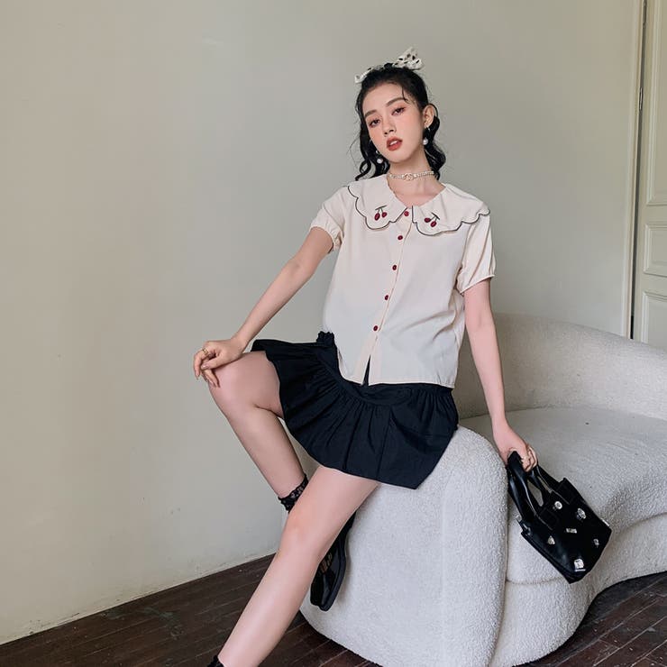 【赤字覚悟！処分セール】トップス刺繍シャツブラウスパフスリーブⅤネックオシャレ | 17kg | 詳細画像16 