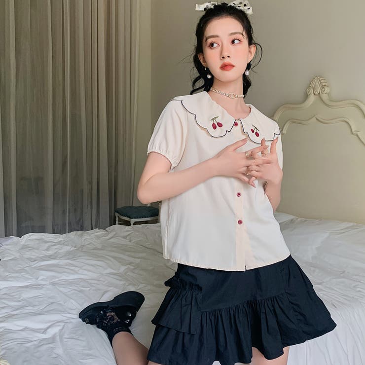 【赤字覚悟！処分セール】トップス刺繍シャツブラウスパフスリーブⅤネックオシャレ | 17kg | 詳細画像17 