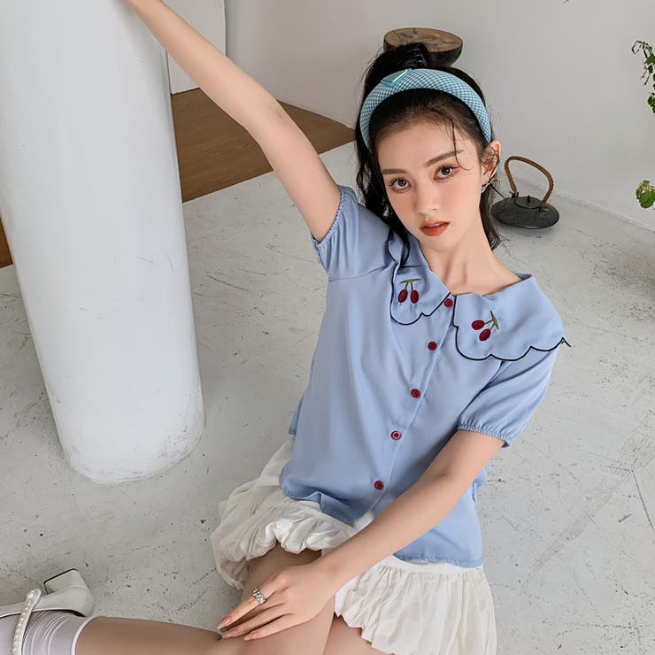 【赤字覚悟！処分セール】トップス刺繍シャツブラウスパフスリーブⅤネックオシャレ | 17kg | 詳細画像18 