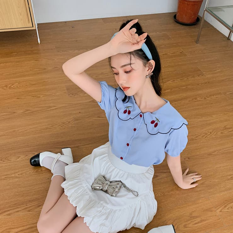 【赤字覚悟！処分セール】トップス刺繍シャツブラウスパフスリーブⅤネックオシャレ | 17kg | 詳細画像20 