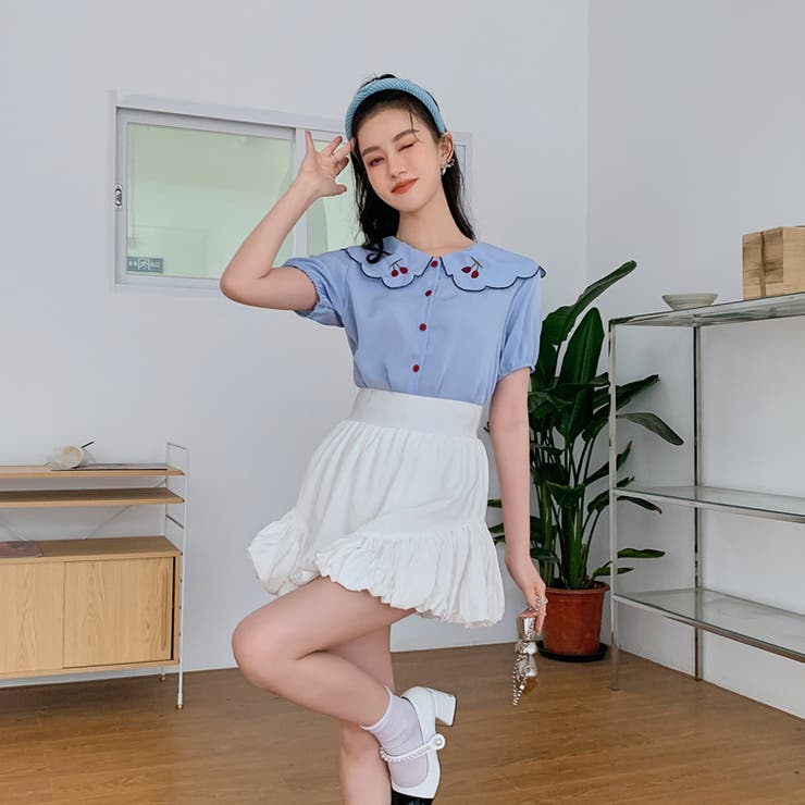 【赤字覚悟！処分セール】トップス刺繍シャツブラウスパフスリーブⅤネックオシャレ | 17kg | 詳細画像21 