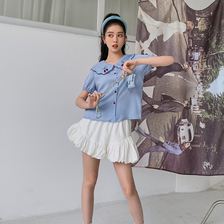 【赤字覚悟！処分セール】トップス刺繍シャツブラウスパフスリーブⅤネックオシャレ | 17kg | 詳細画像23 