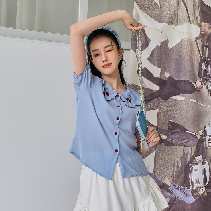 【赤字覚悟！処分セール】トップス刺繍シャツブラウスパフスリーブⅤネックオシャレ | 17kg | 詳細画像27 