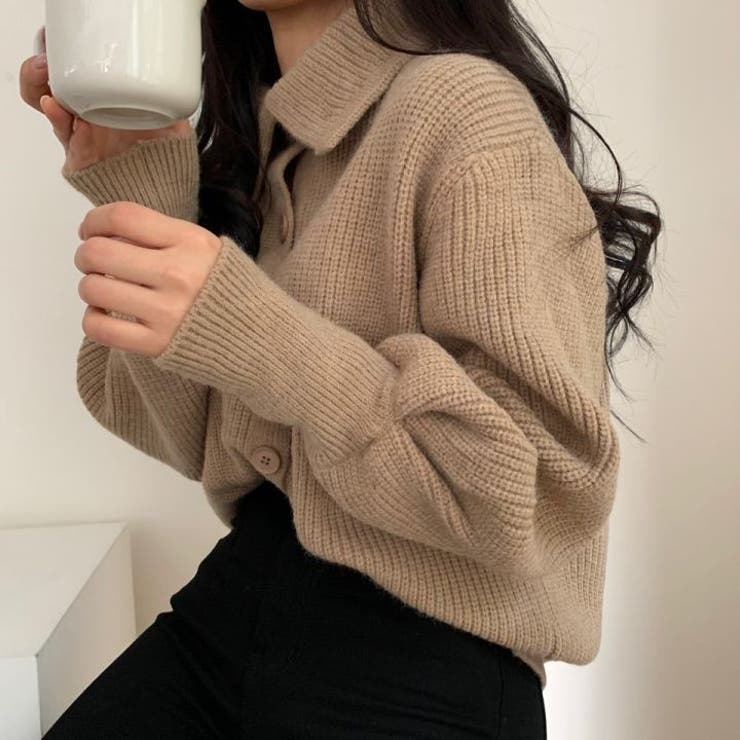 【SHOPLIST限定】カジュアルな2way襟のニットカーディガン | 17kg | 詳細画像5 