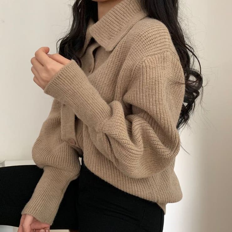 【SHOPLIST限定】カジュアルな2way襟のニットカーディガン | 17kg | 詳細画像8 