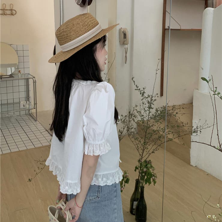 【赤字覚悟！処分セール】トップスレースブラウスクルーネック女性らしい | 17kg | 詳細画像13 