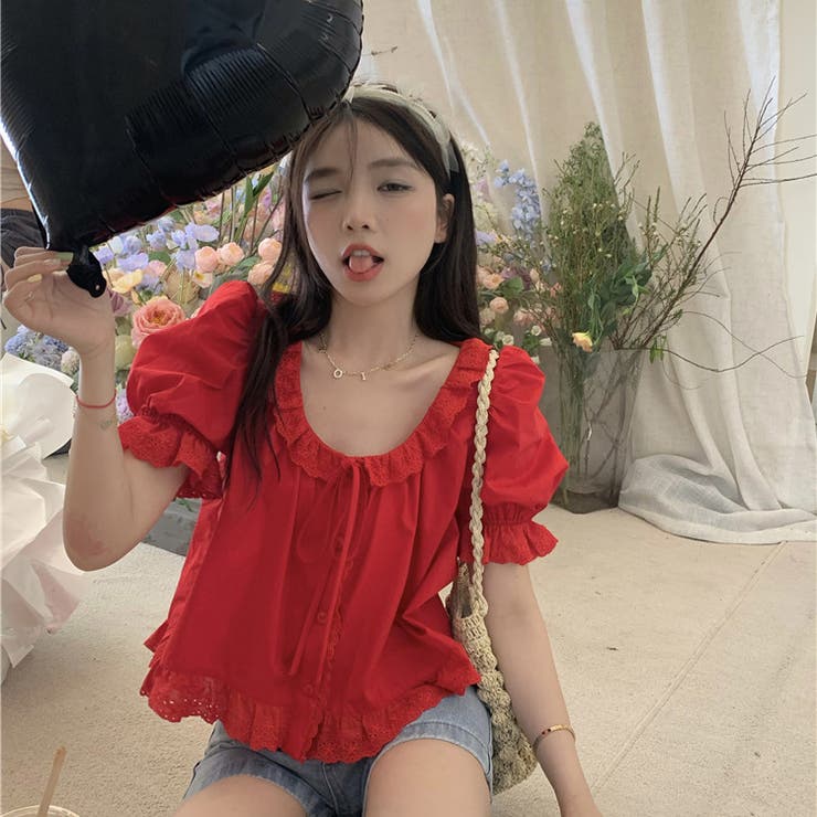 【赤字覚悟！処分セール】トップスレースブラウスクルーネック女性らしい | 17kg | 詳細画像22 