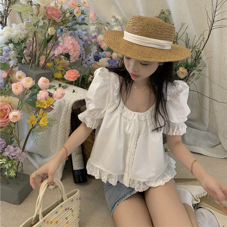 【赤字覚悟！処分セール】トップスレースブラウスクルーネック女性らしい | 17kg | 詳細画像7 